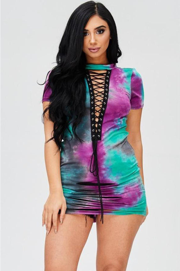 purple tie dye t shirt dress Ninety Percent + Organic Cotton Tie-Dye Oversized T-Shirt Dress