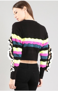 Yelena Striped Women's Ruffle Sweater