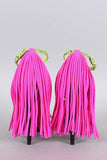 Privileged Pink and Yellow Fringe Open Toe Heels