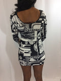 Alana Black And White Geometric Print Mini Dress
